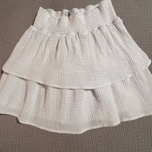 White smocked mini skirt